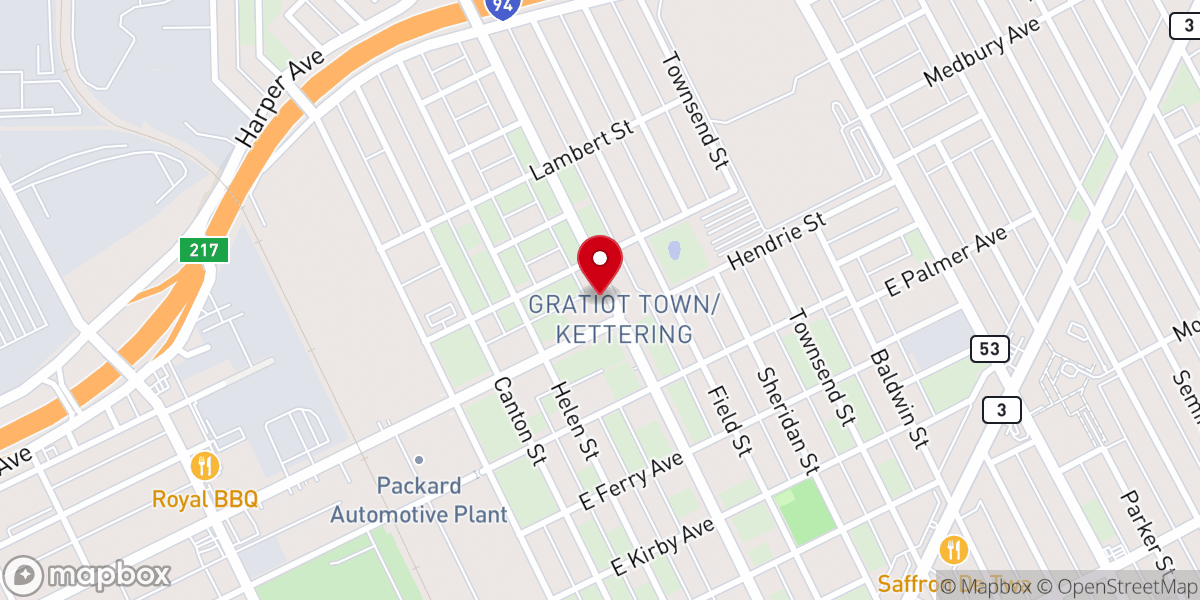 Map showing location of East Grand Boulevard Church