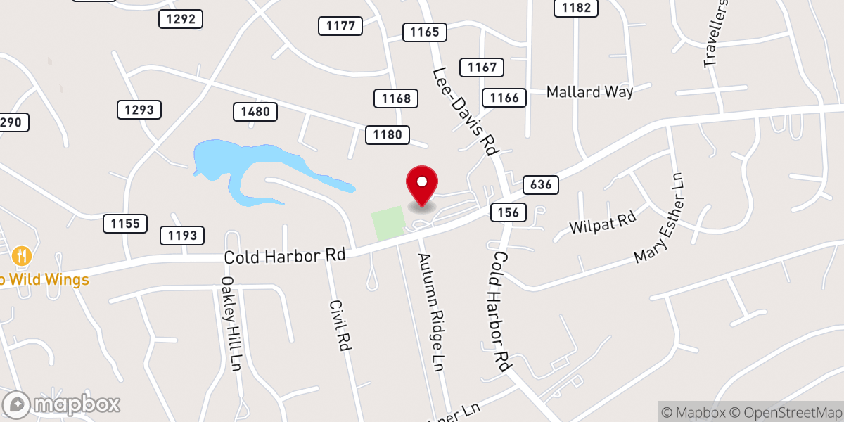 Map showing location of Walnut Grove Baptist Church