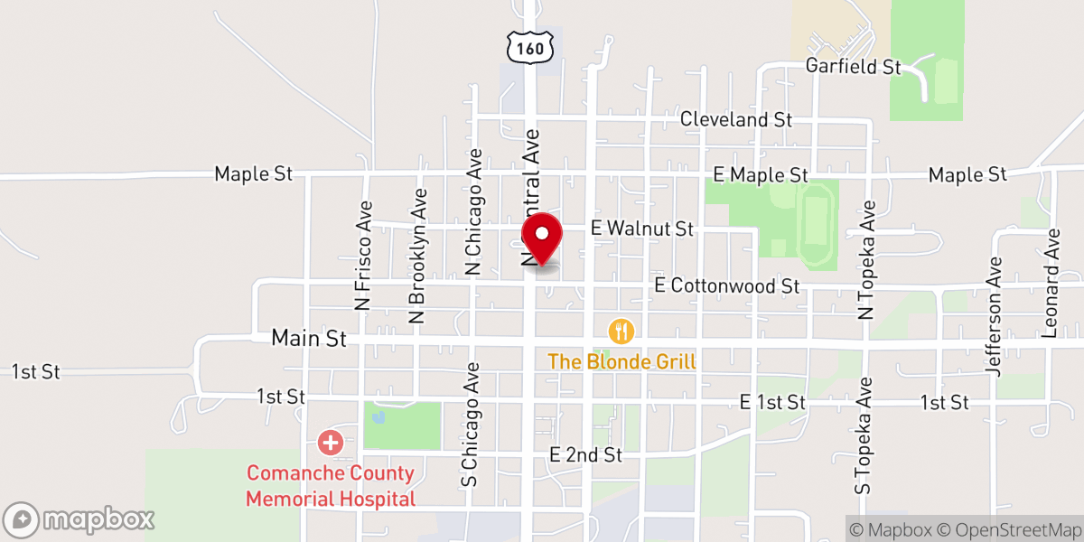 Map showing location of First Christian Church