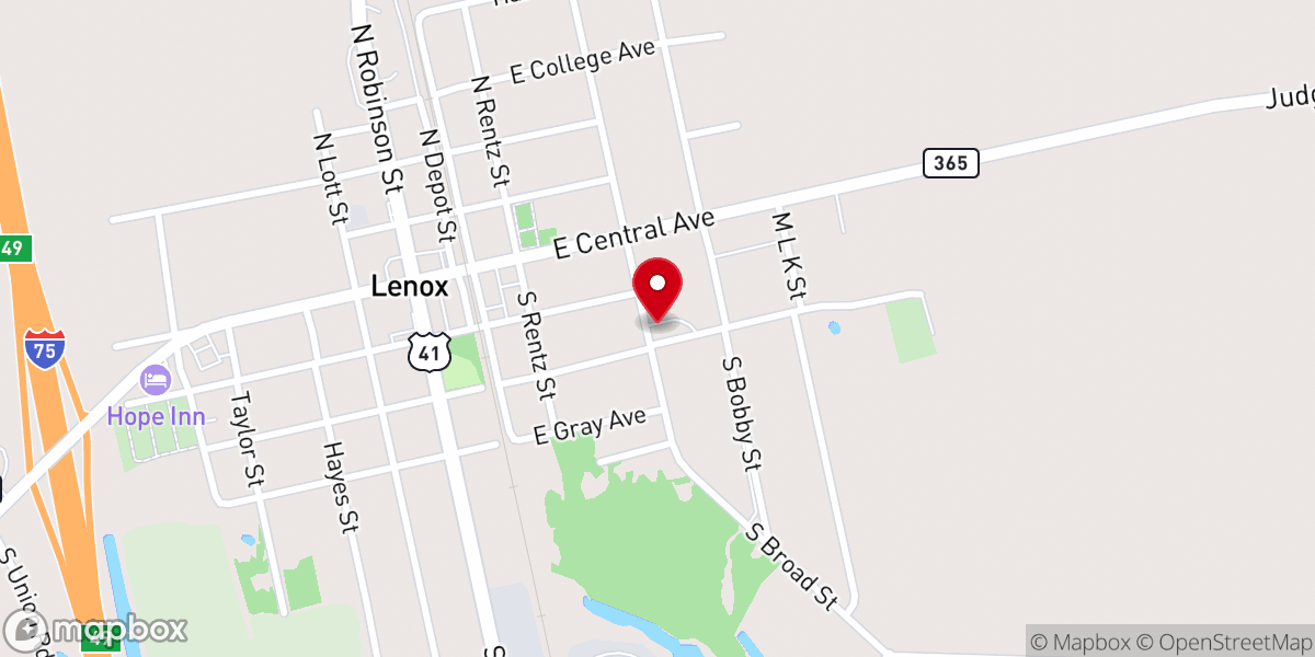 Map showing location of Harrell Chapel Baptist Church
