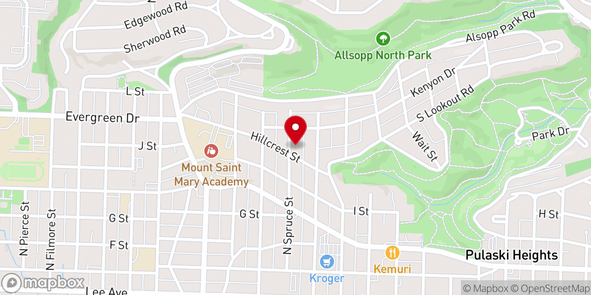 Map showing location of Pulaski Heights Christian Church