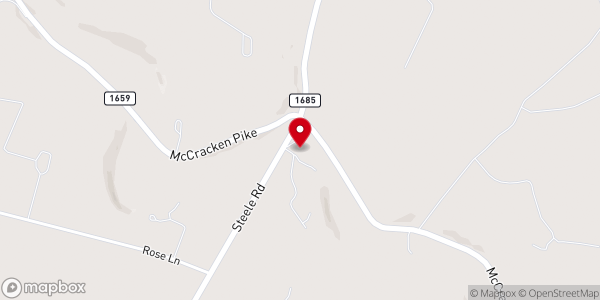 Map showing location of Glenns Creek Church