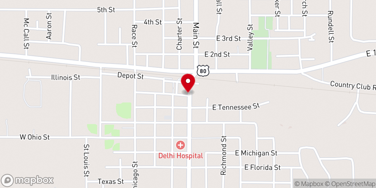 Map showing location of Delhi Assembly of God Church