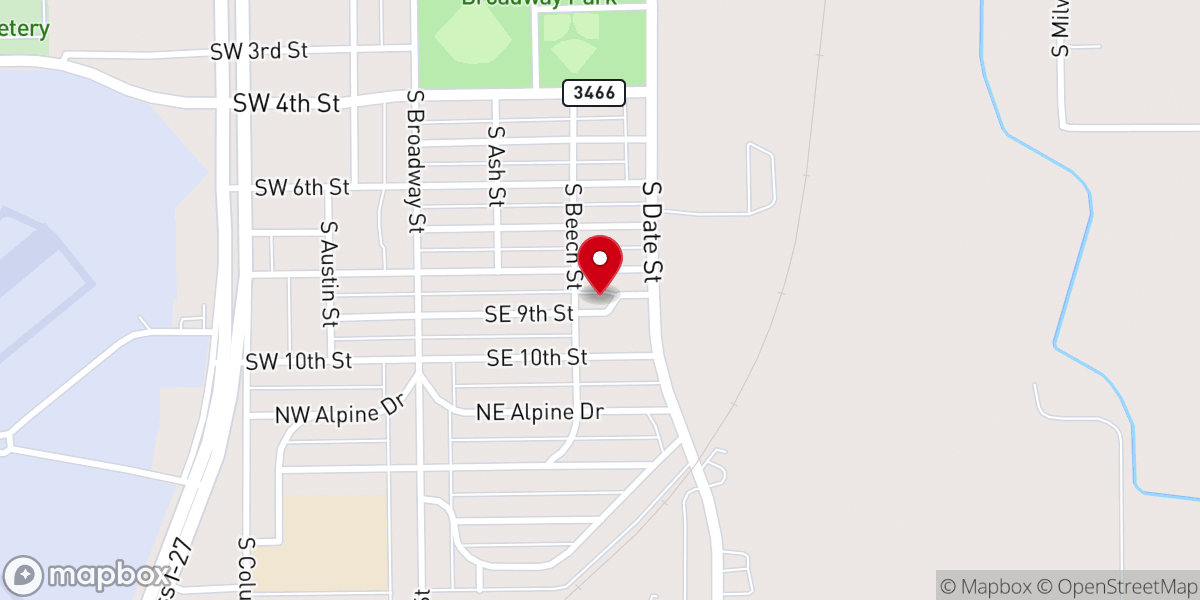 Map showing location of United Assembly Of God