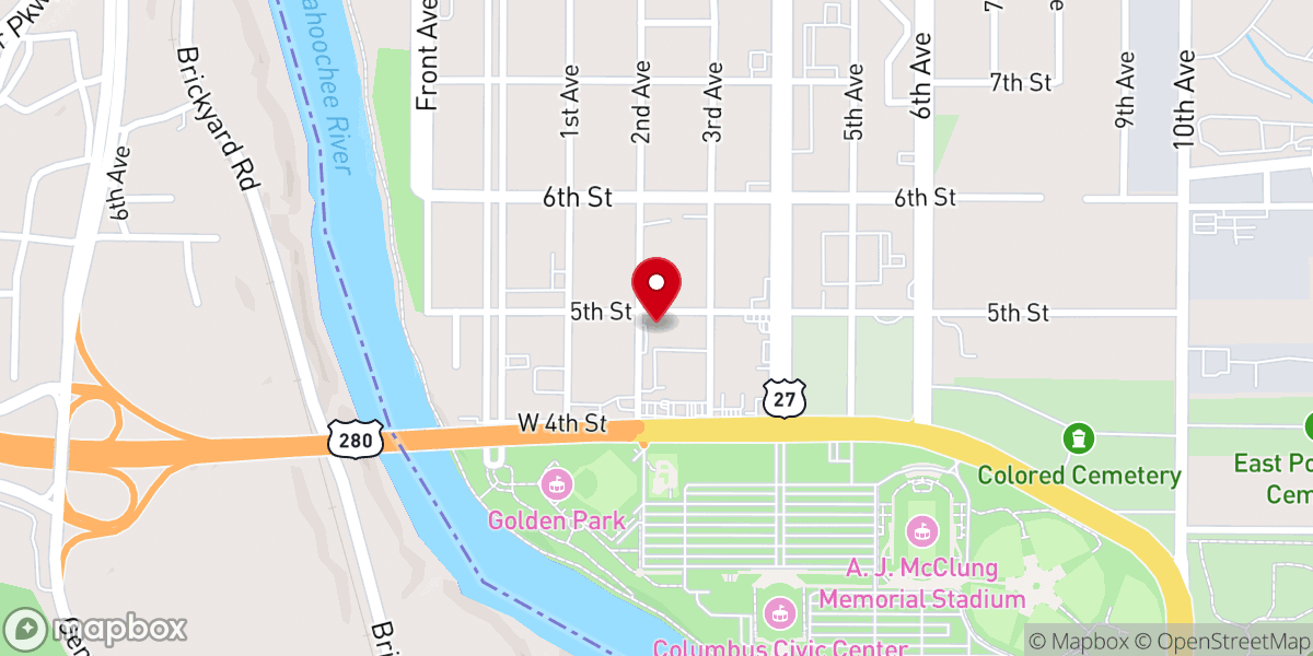 Map showing location of Fourth Street Missionary Baptist Church
