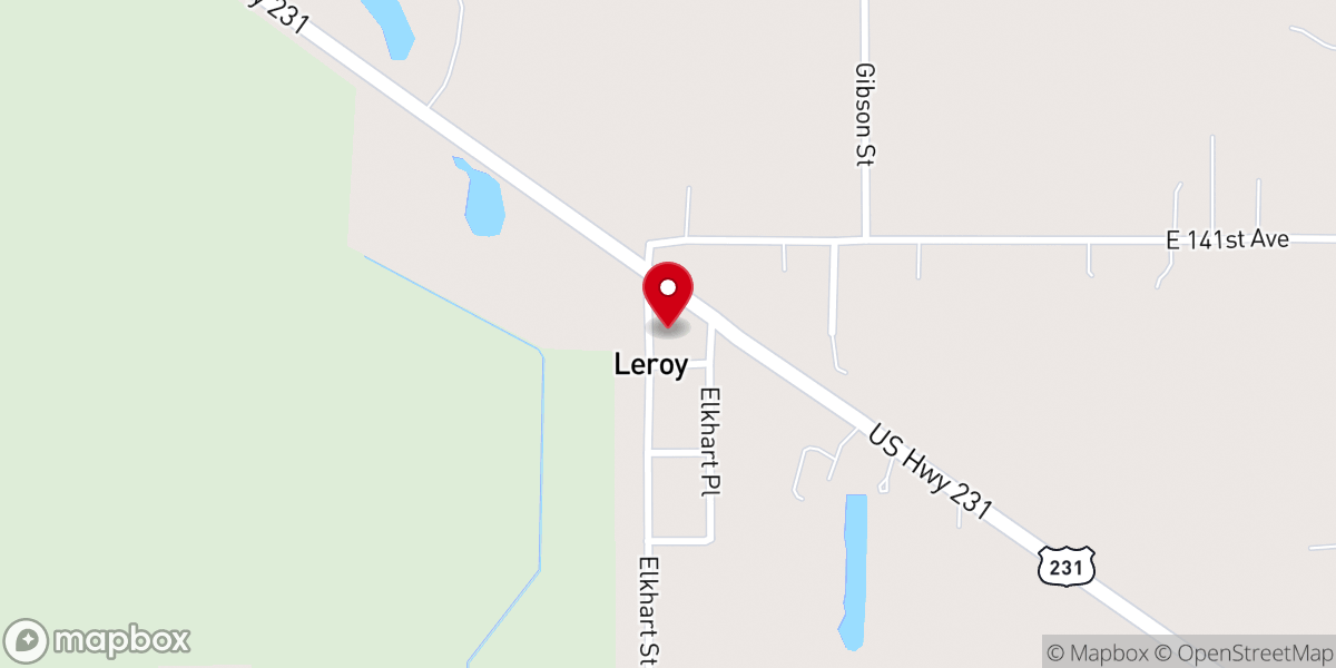 Map showing location of Living Testimony Church of Leroy