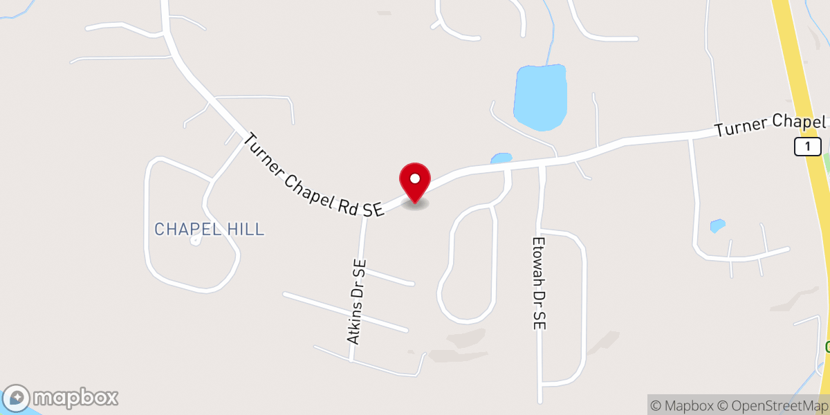 Map showing location of Turner Chapel