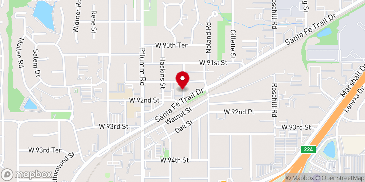 Map showing location of Lenexa United Methodist Church