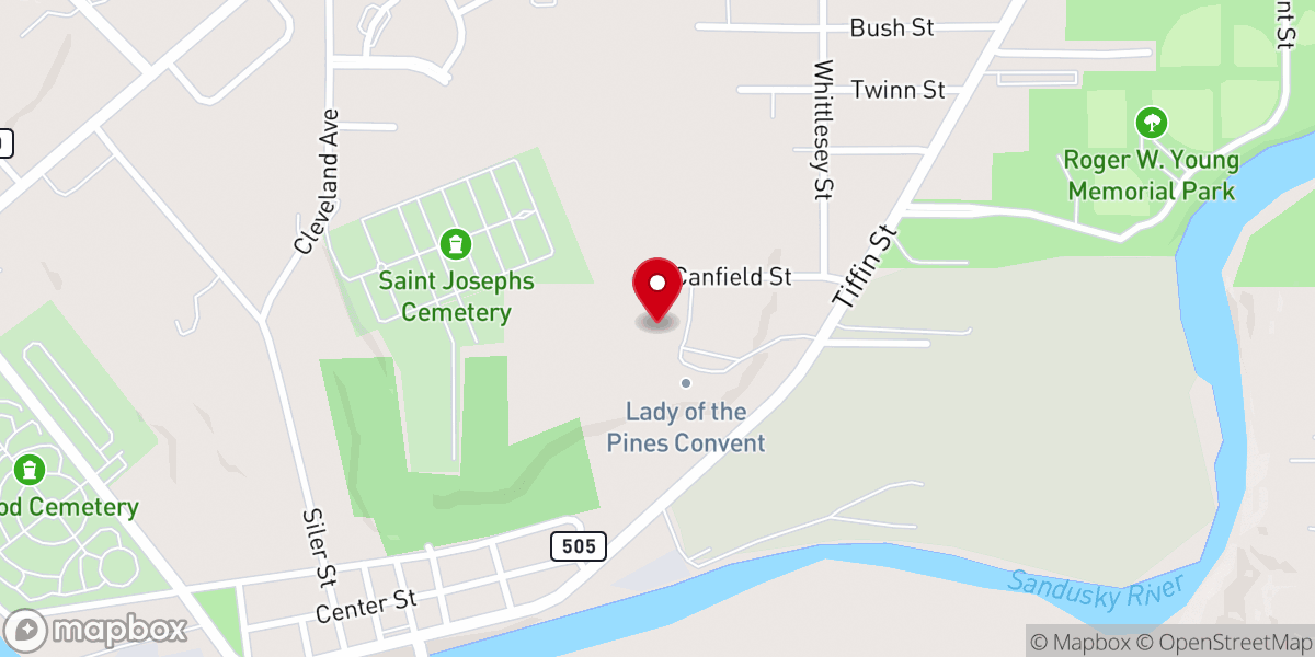 Map showing location of Sisters of Mercy Fremont Ohio