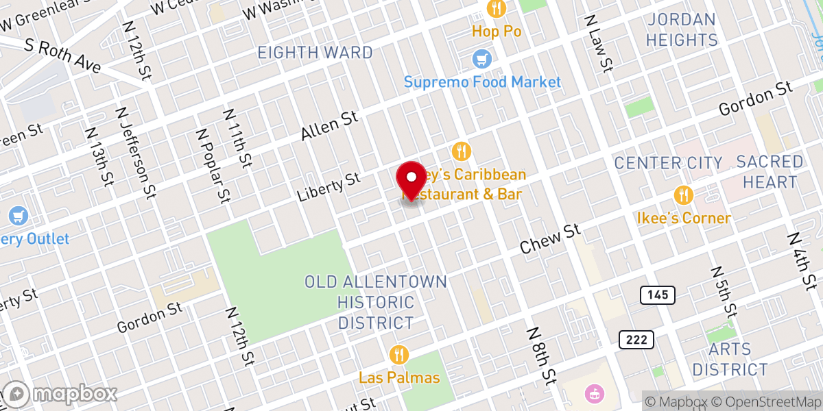 Map showing location of Hispanic Free Methodist Church