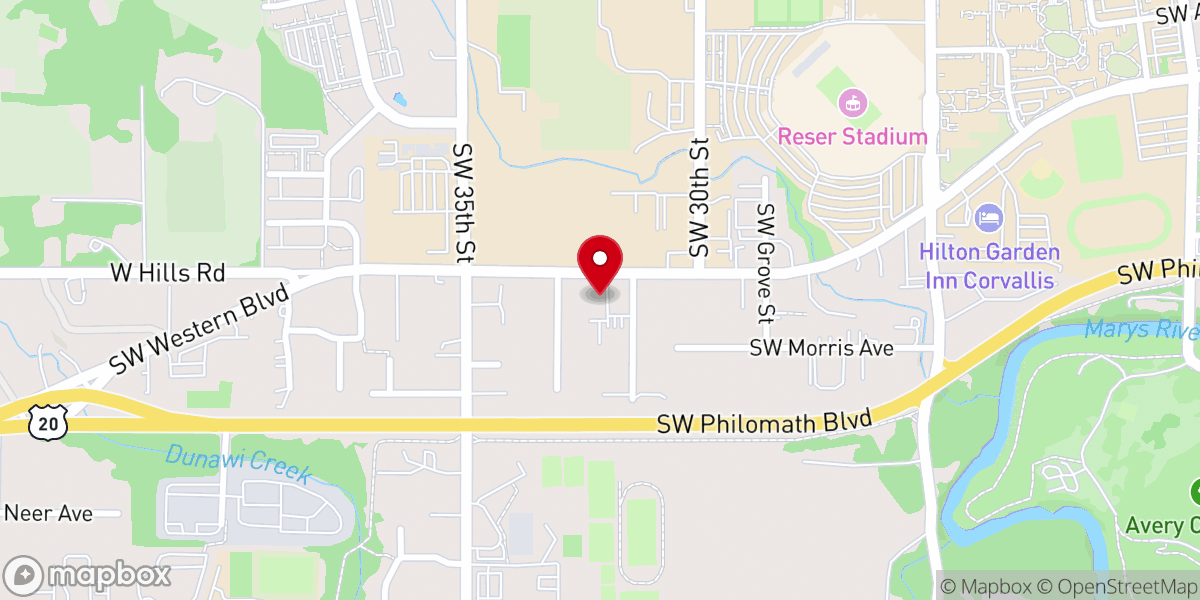 Map showing location of Corvallis Seventh-day Adventist Church