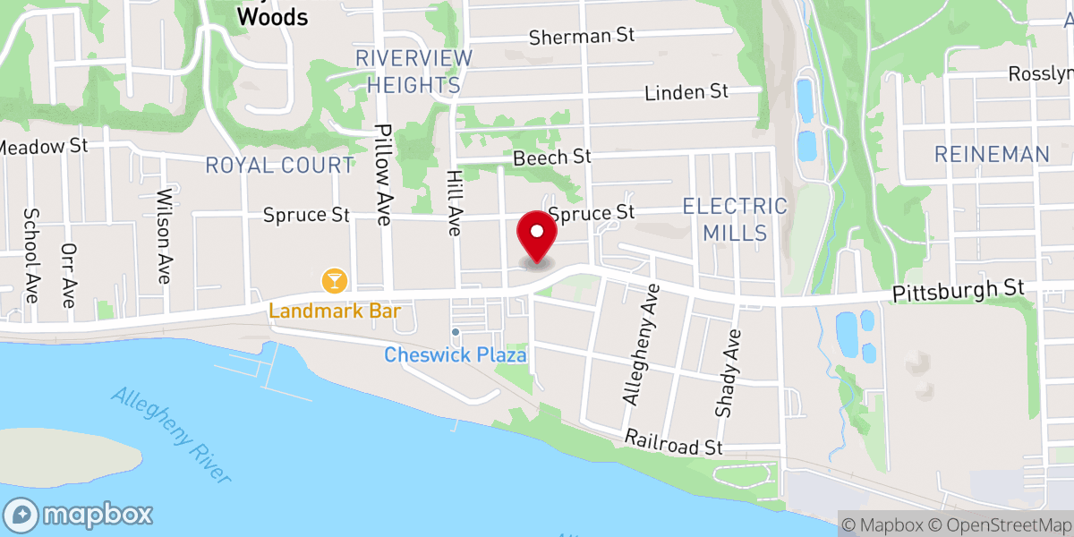 Map showing location of Cheswick Presbyterian Church