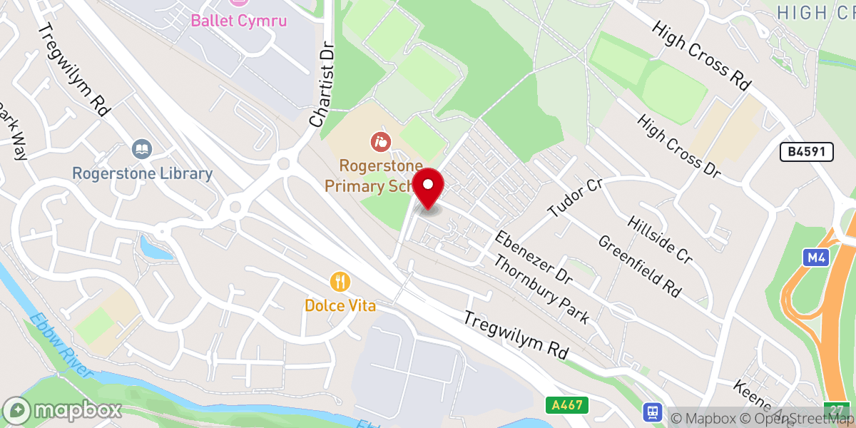 Map showing location of Cefn Wood Baptist Church