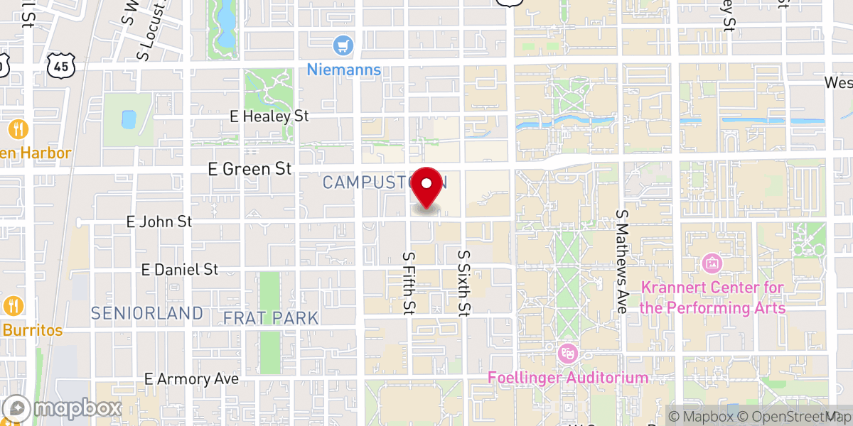 Map showing location of Illini Life Christian Fellowship
