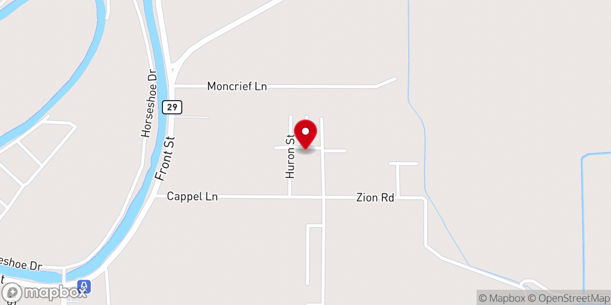Map showing location of First Evening Star Baptist Church