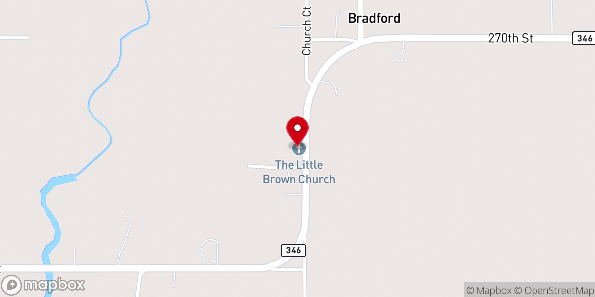 Map showing location of Little Brown Church