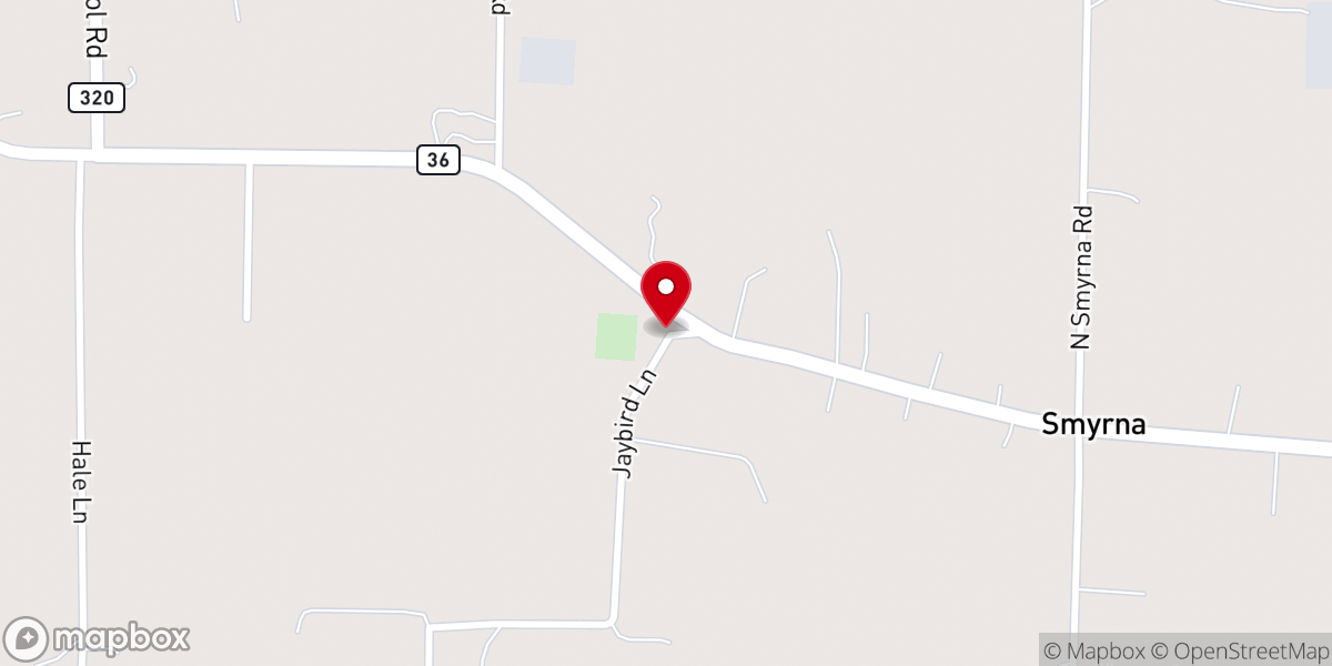 Map showing location of Smyrna Methodist Church