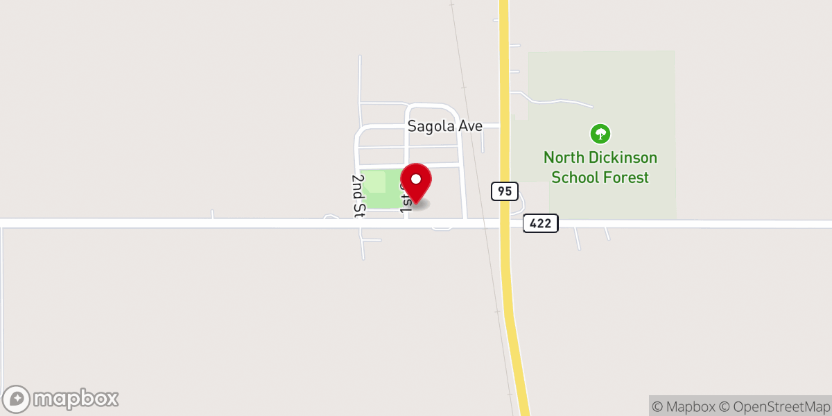 Map showing location of Grace Sagola Church