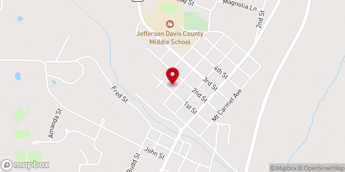 Map showing location of Prentiss Methodist Church