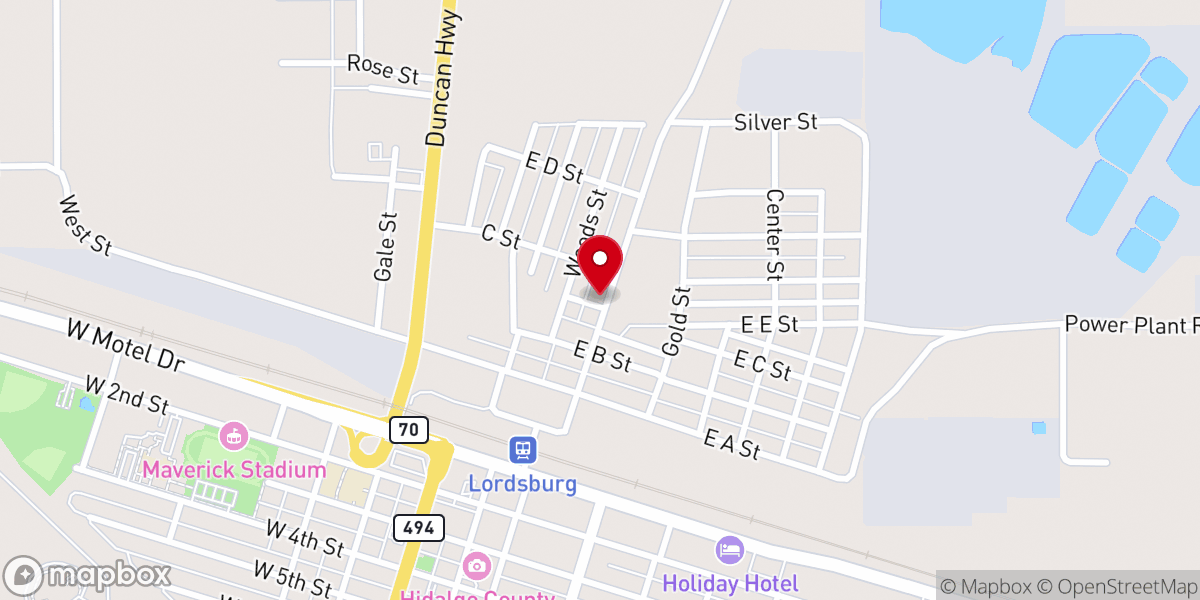 Map showing location of Lordsburg Apostolic Church