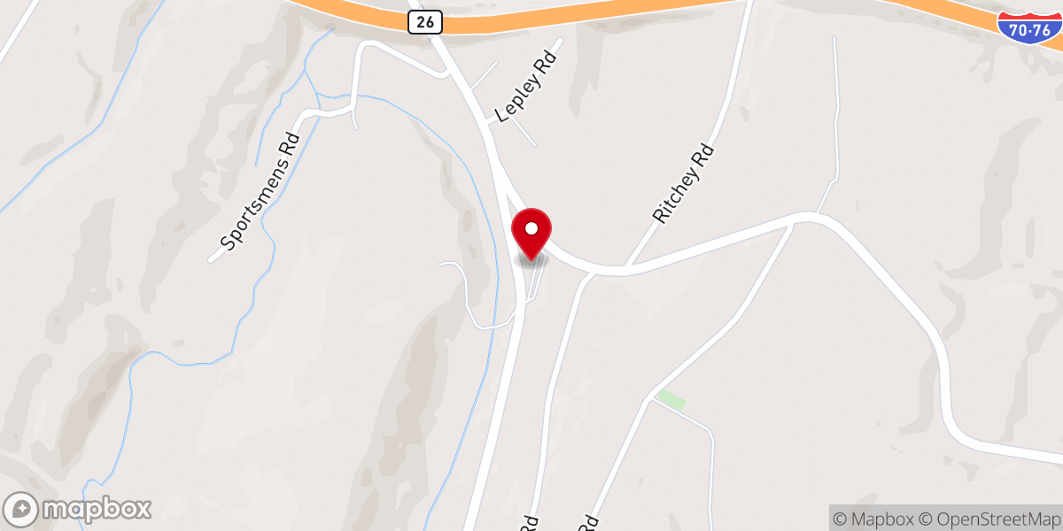 Map showing location of Clear Creek Church
