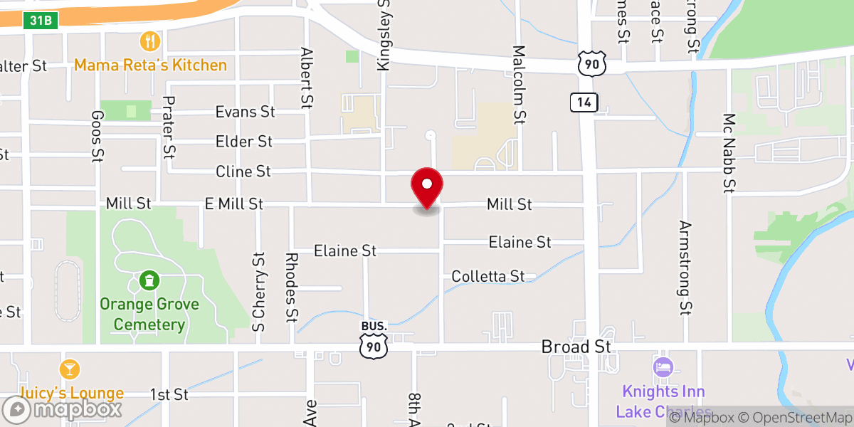 Map showing location of Mill Street Church of Christ