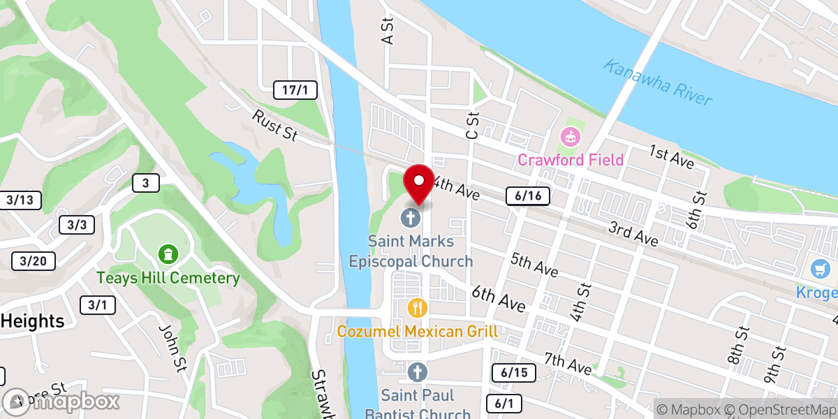 Map showing location of St Marks Episcopal Church