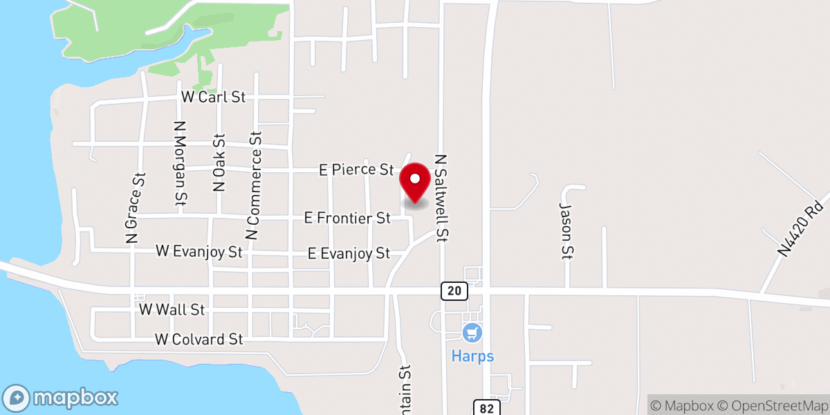 Map showing location of Salina Free Will Baptist Church