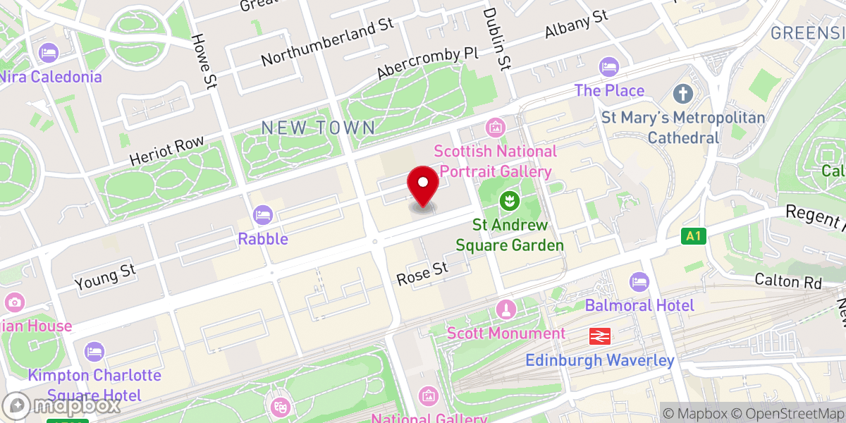 Map showing location of Edinburgh New Town Church