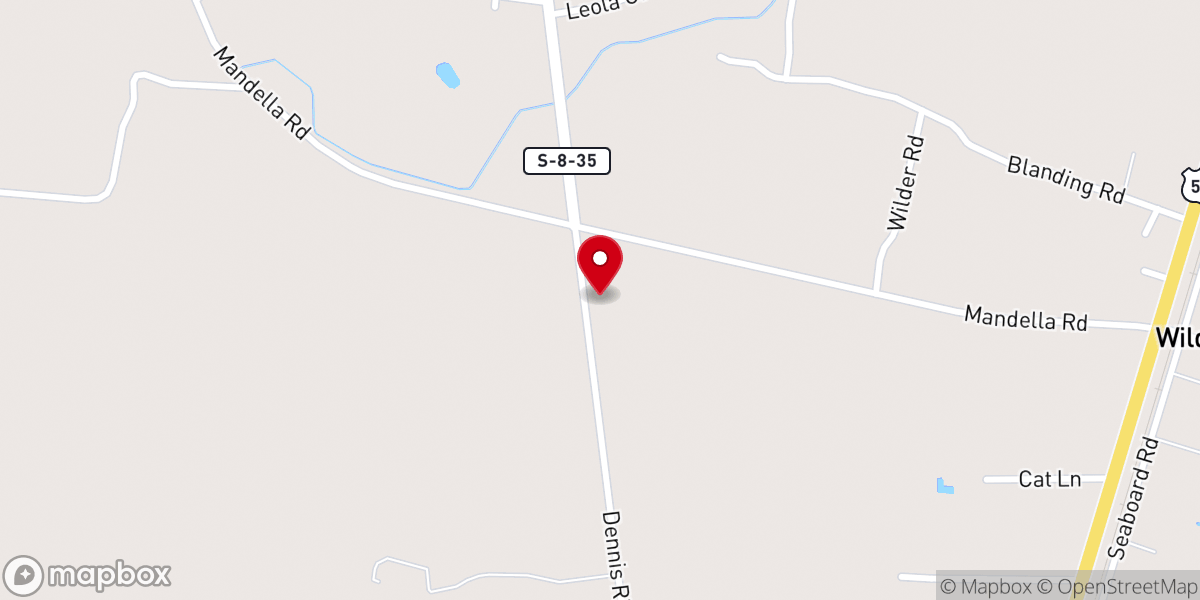Map showing location of Jehovah Baptist Church