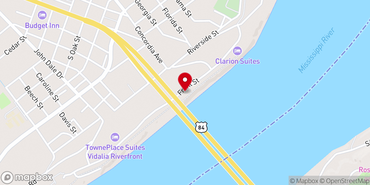 Map showing location of Vidalia Conference & Convention Center