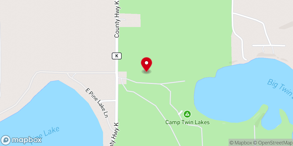 Map showing location of Twin Lakes Scout Camp