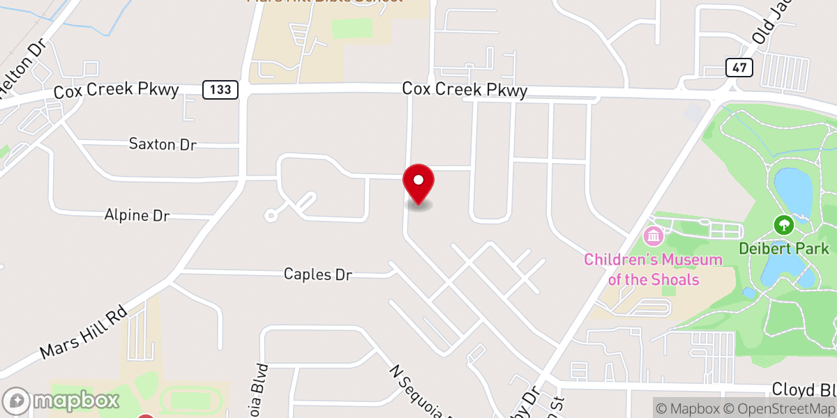 Map showing location of Florence Alabama Family History Center