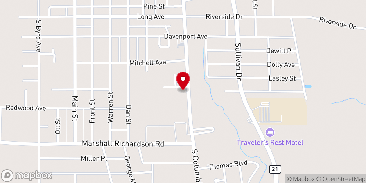 Map showing location of Memorial Baptist Church