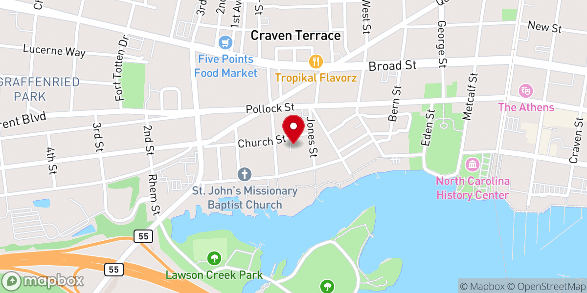 Map showing location of Clinton Chapel AME Zion Church