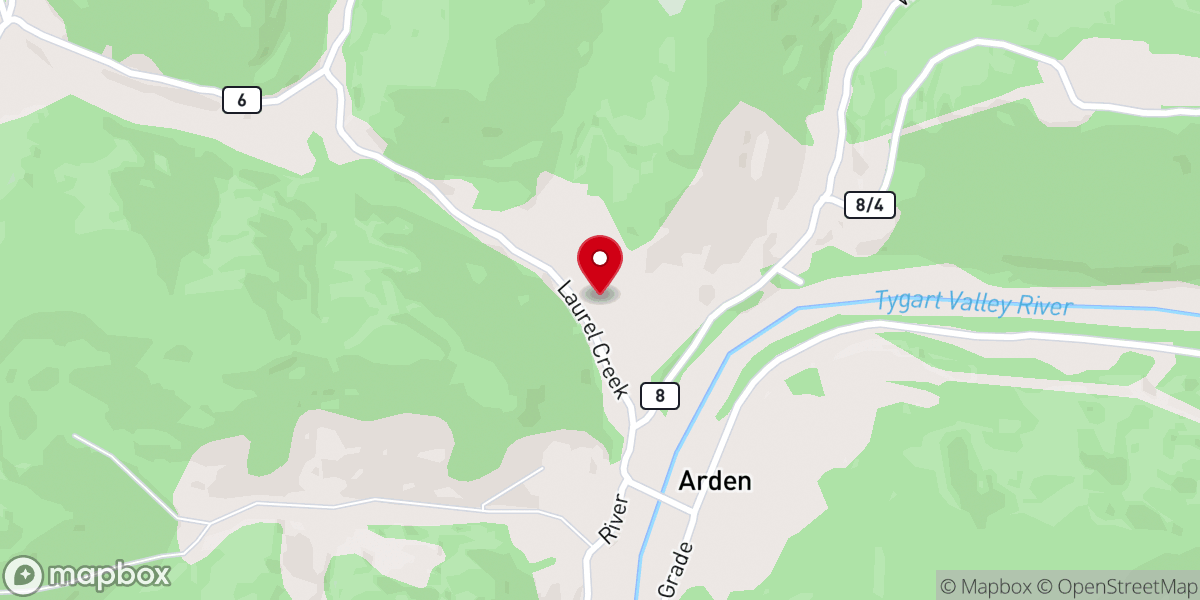 Map showing location of Arden Area Community Center