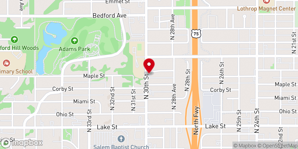 Map showing location of Faith Deliverance Church