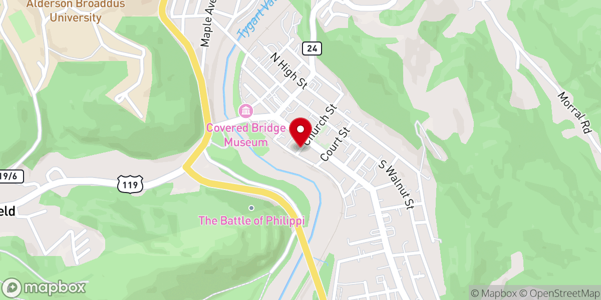 Map showing location of Grace Temple Apostolic Church of Bear Run