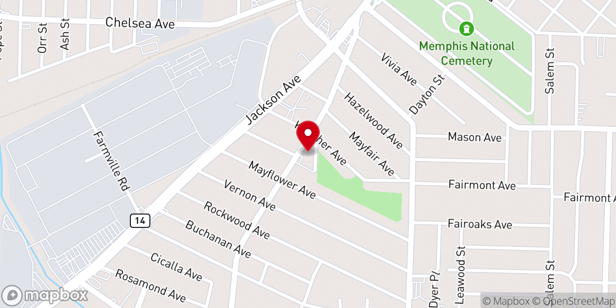Map showing location of National Avenue Baptist Church