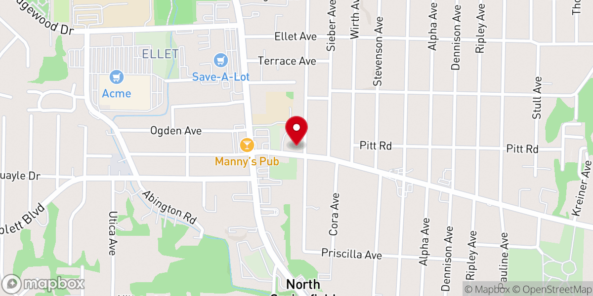 Map showing location of Ellet Grace Brethren Church