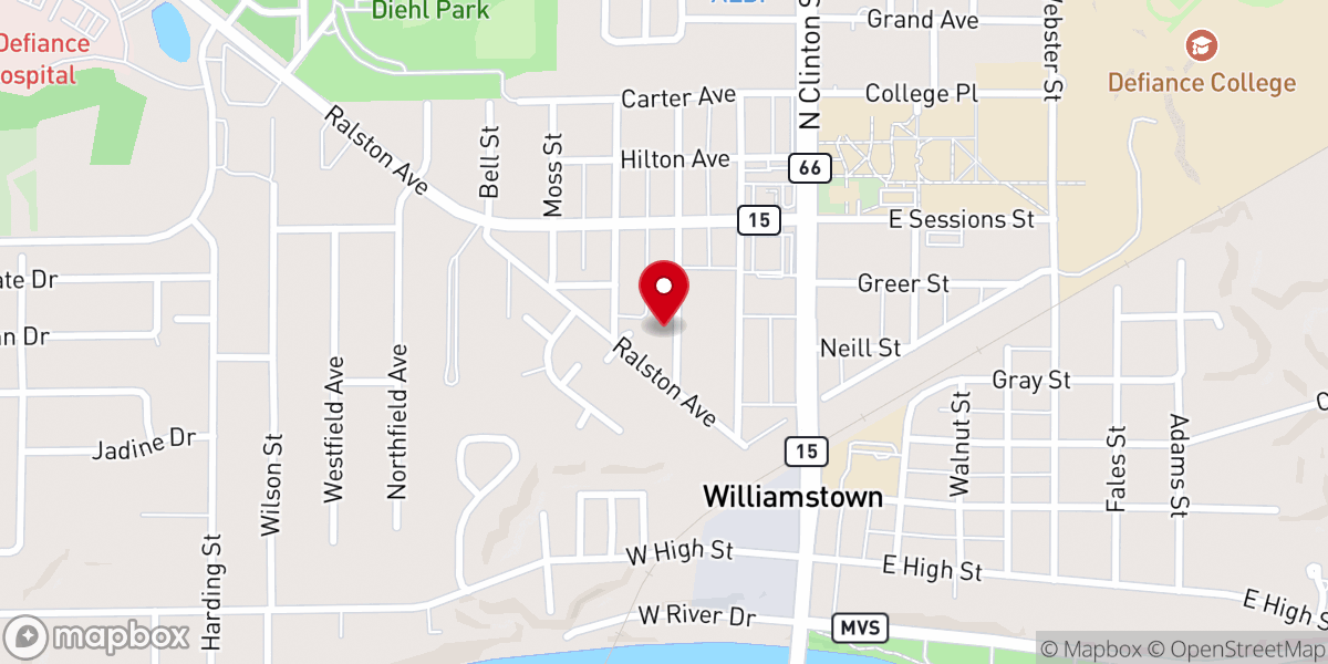 Map showing location of Temple of Praise Assembly-God