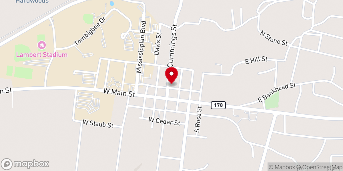 Map showing location of First United Pentecostal Churc