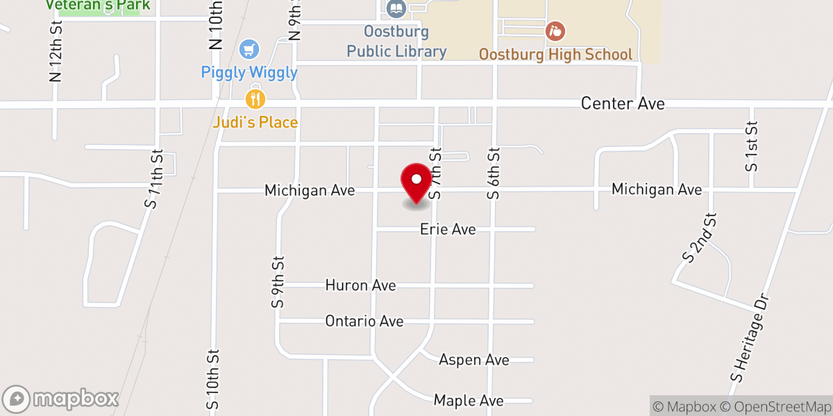 Map showing location of Oostburg Christian Reformed Church