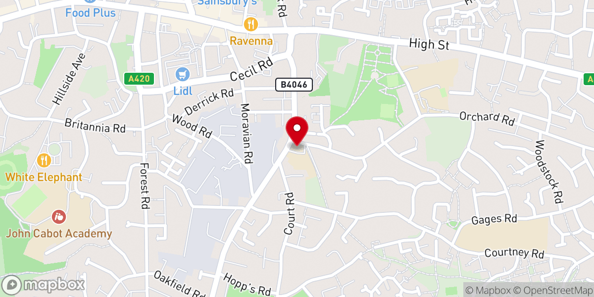 Map showing location of Our Lady of Lourdes