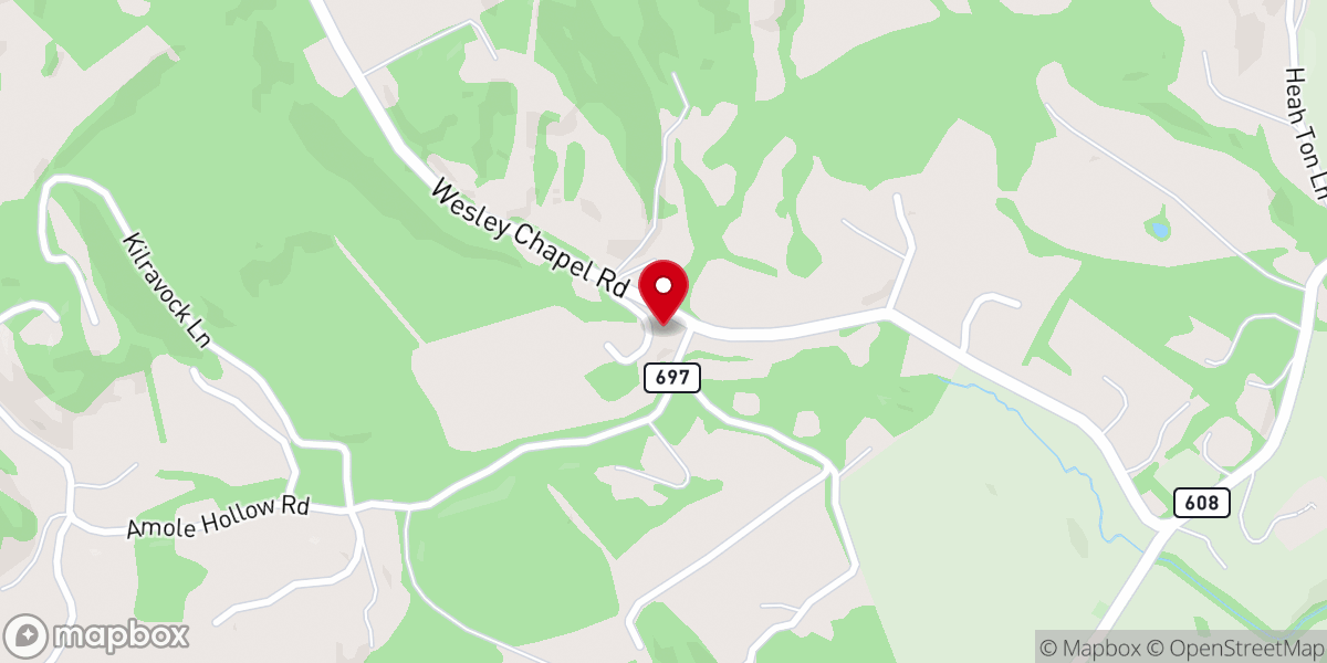 Map showing location of Wesley Chapel