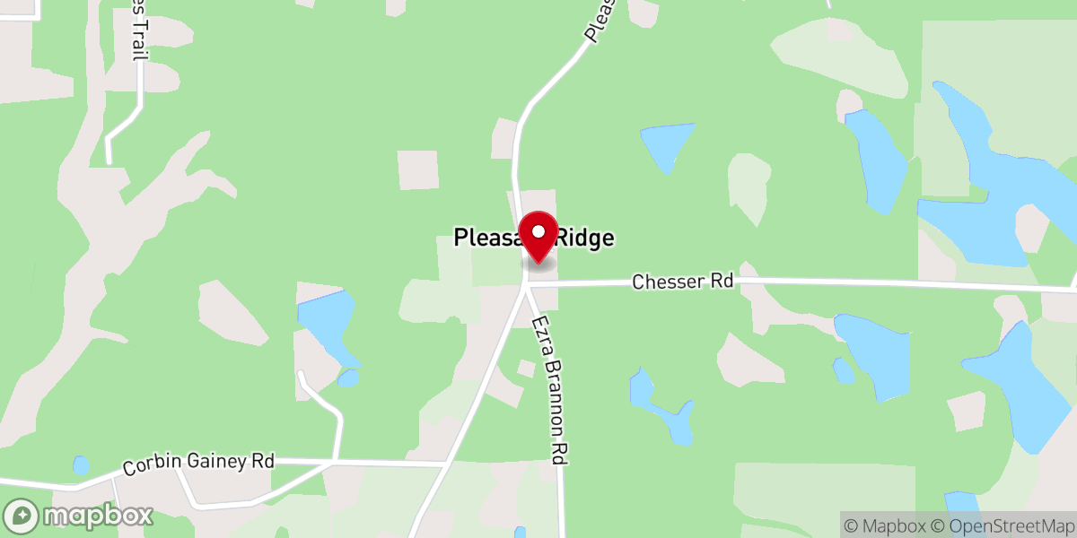 Map showing location of Pleasant Ridge Baptist Church