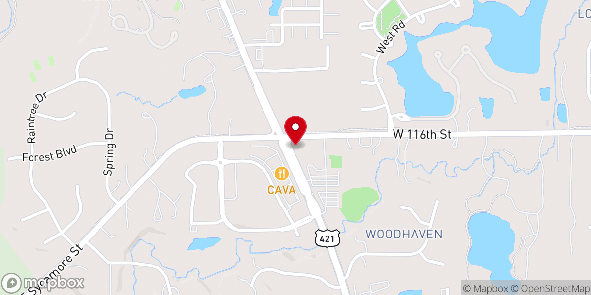 Map showing location of Zionsville Presbyterian Church