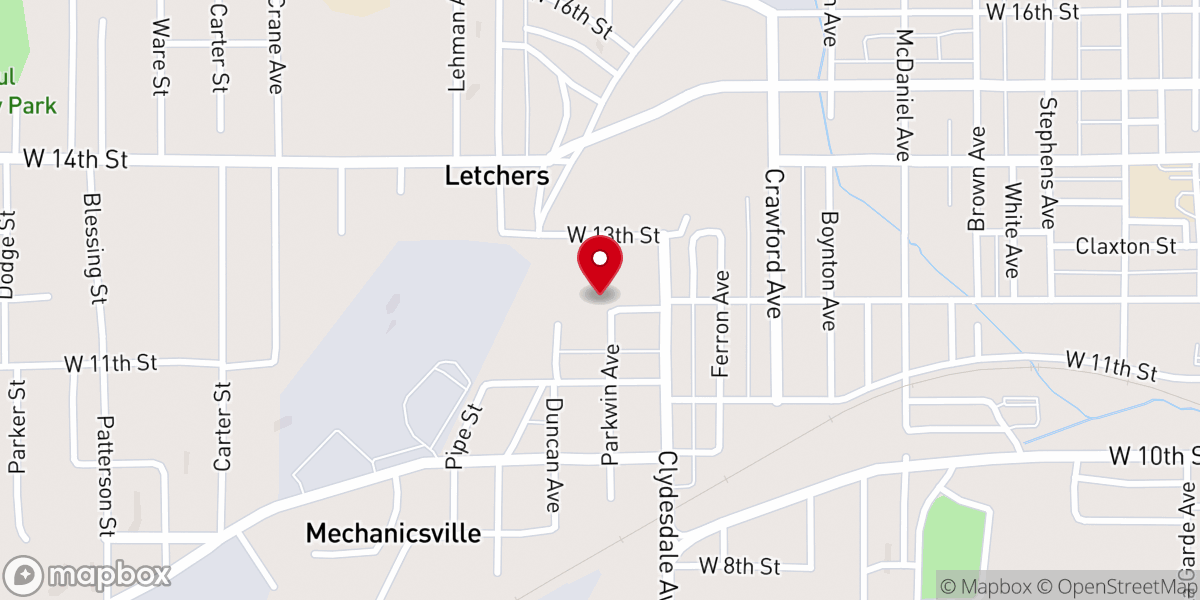 Map showing location of Parkwin Congregational Holiness Church