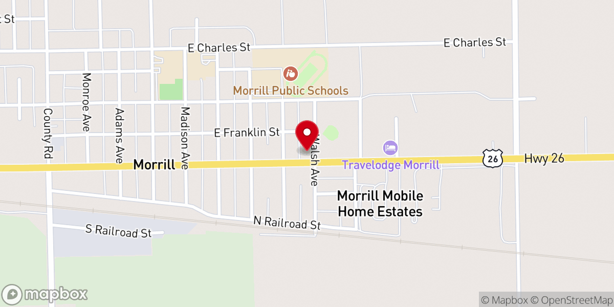 Map showing location of Morrill Community Baptist Church