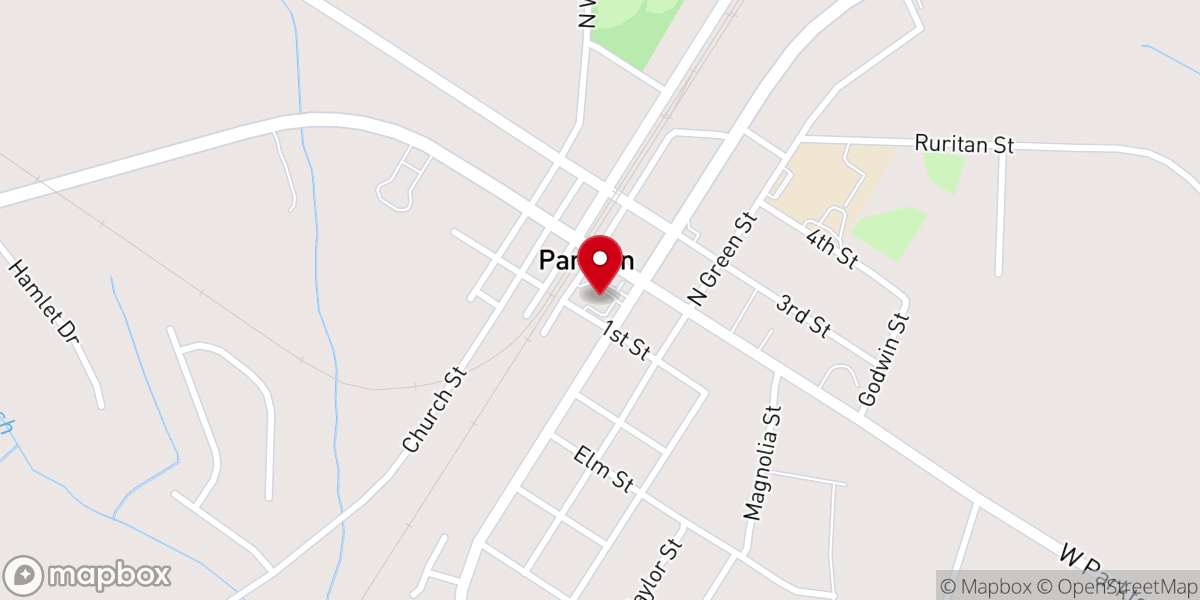 Map showing location of Parkton Baptist Church